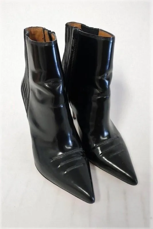 3.1 Phillip Lim Knöchelstiefel Delia Schwarz Hochglanz-Leder Größe 37 Chelsea Booties