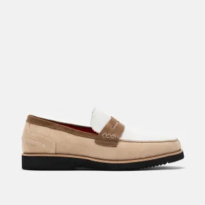 Abe Camel/Weiße Wildleder-Penny-Loafer