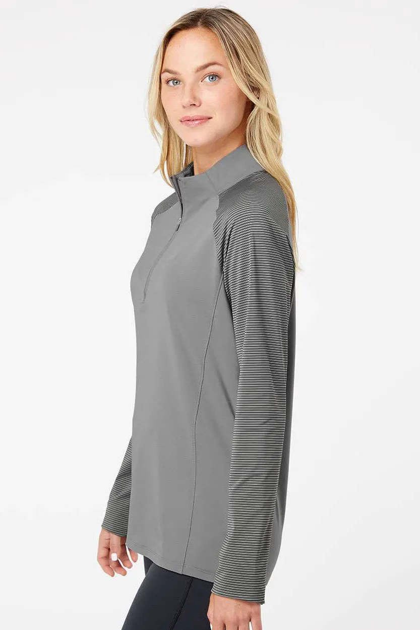 Adidas Damen Blockstreifen Feuchtigkeitstransportierendes 1/4-Zip Sweatshirt - Grau