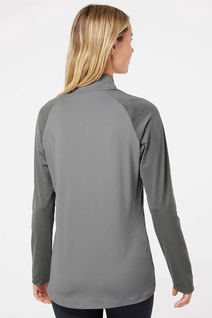 Adidas Damen Blockstreifen Feuchtigkeitstransportierendes 1/4-Zip Sweatshirt - Grau