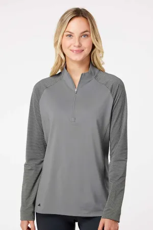 Adidas Damen Blockstreifen Feuchtigkeitstransportierendes 1/4-Zip Sweatshirt - Grau