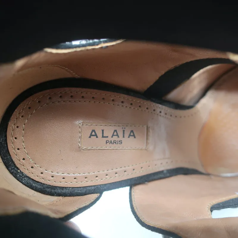 Alaia Cutout Booties Schwarz Nieten Wildleder Größe 39 High Heel Knöchelstiefel