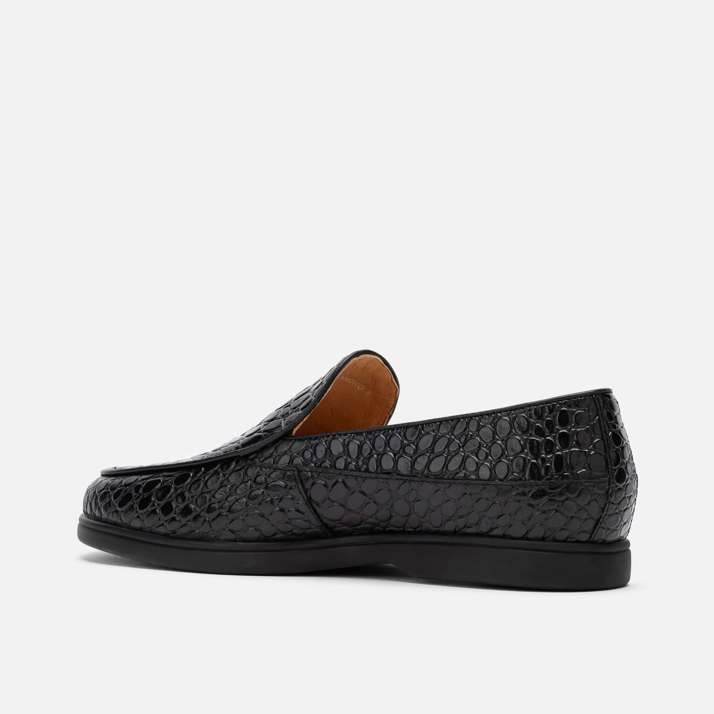Alessandro Schwarze Kroko-Leder-Venetianer-Loafer