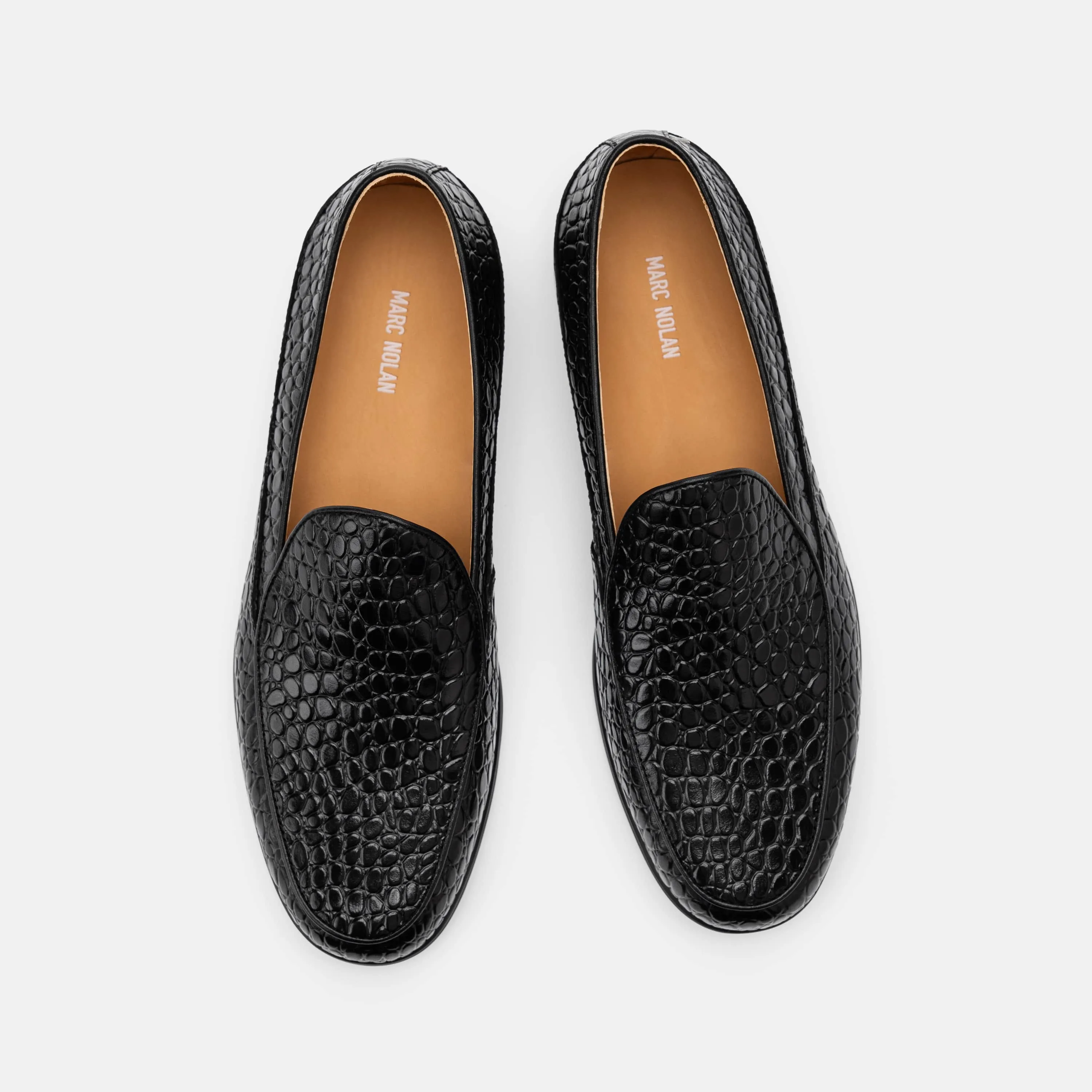 Alessandro Schwarze Kroko-Leder-Venetianer-Loafer