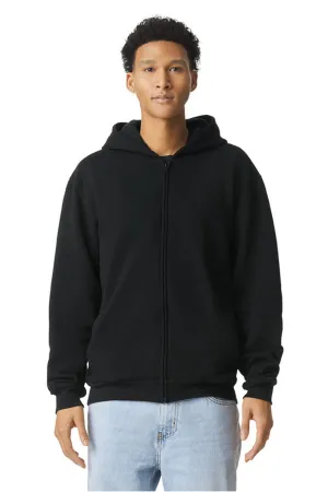 American Apparel Herren ReFlex Fleece Full-Zip Kapuzenpullover mit Taschen - Schwarz