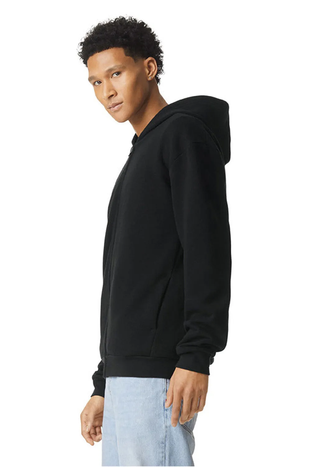 American Apparel Herren ReFlex Fleece Full-Zip Kapuzenpullover mit Taschen - Schwarz