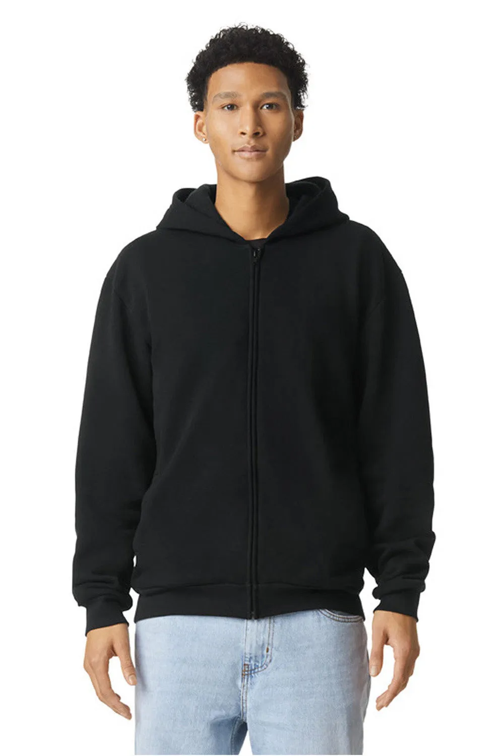 American Apparel Herren ReFlex Fleece Full-Zip Kapuzenpullover mit Taschen - Schwarz