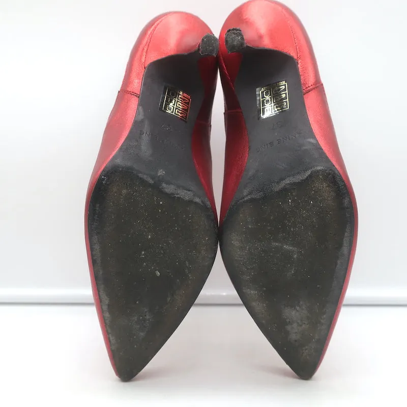 ANINE BING Stevie Chelsea Stiefel Rot Metallic Leder Größe 37 Spitze Stiefeletten
