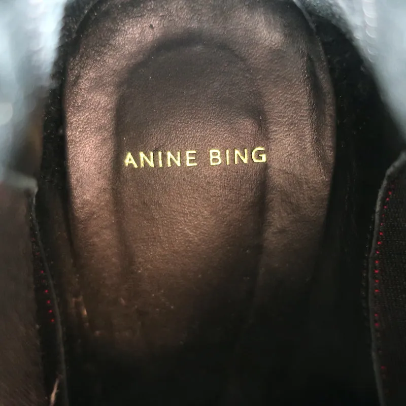 ANINE BING Stevie Chelsea Stiefel Rot Metallic Leder Größe 37 Spitze Stiefeletten