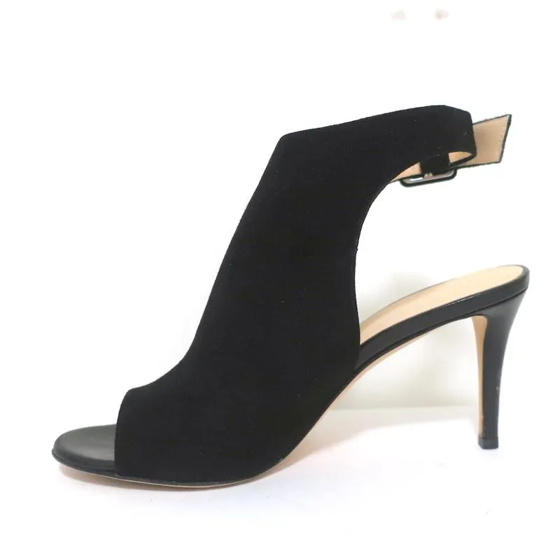 Barneys New York Co-Op Slingback Stiefeletten Schwarz Wildleder Größe 38 Offene Zehen Absatz
