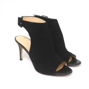Barneys New York Co-Op Slingback Stiefeletten Schwarz Wildleder Größe 38 Offene Zehen Absatz
