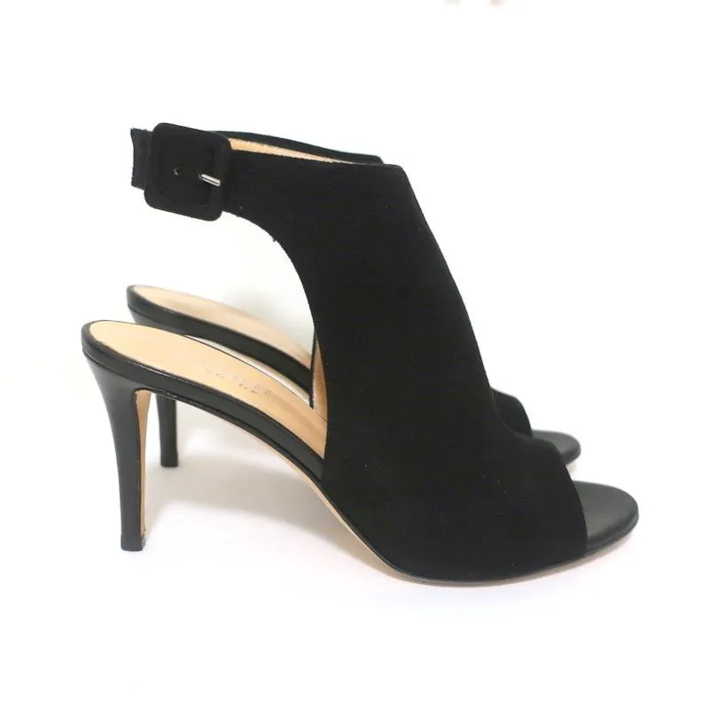 Barneys New York Co-Op Slingback Stiefeletten Schwarz Wildleder Größe 38 Offene Zehen Absatz