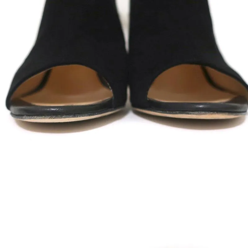 Barneys New York Co-Op Slingback Stiefeletten Schwarz Wildleder Größe 38 Offene Zehen Absatz