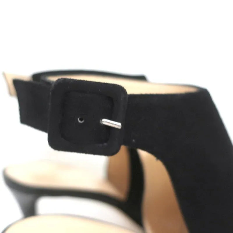 Barneys New York Co-Op Slingback Stiefeletten Schwarz Wildleder Größe 38 Offene Zehen Absatz