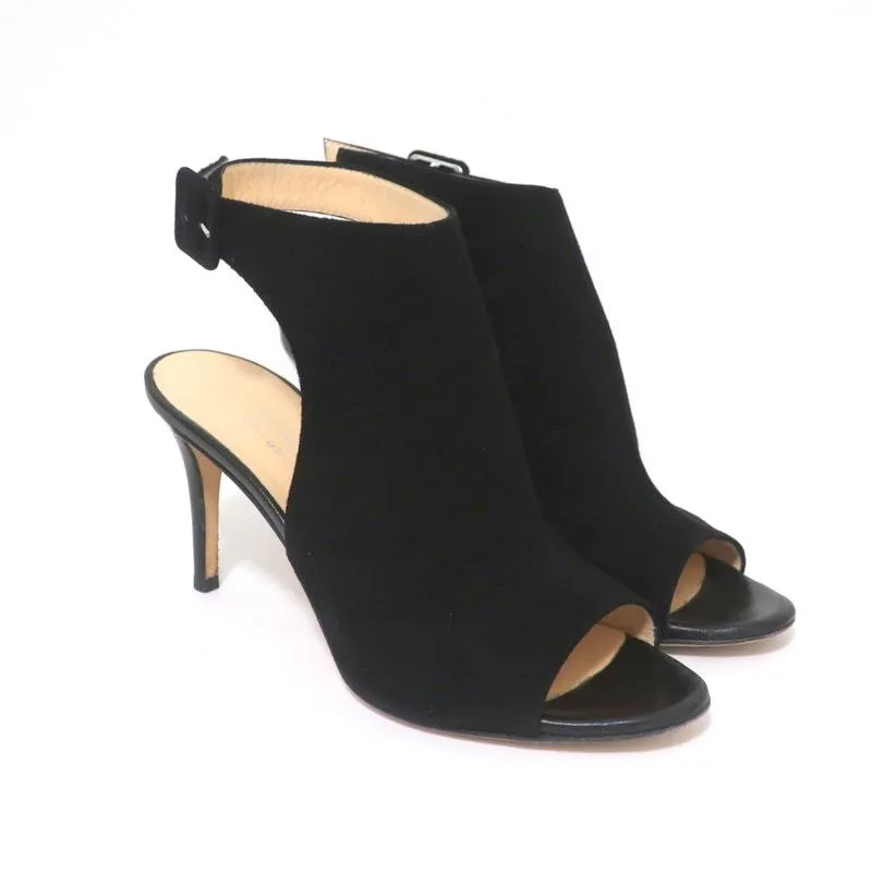 Barneys New York Co-Op Slingback Stiefeletten Schwarz Wildleder Größe 38 Offene Zehen Absatz