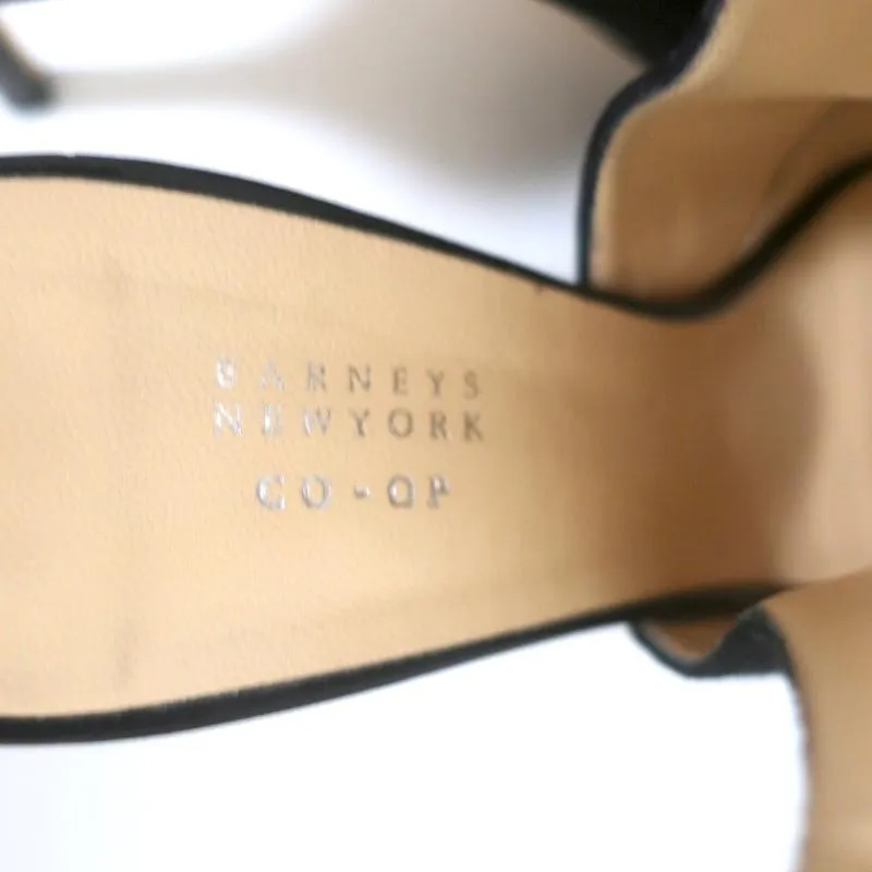 Barneys New York Co-Op Slingback Stiefeletten Schwarz Wildleder Größe 38 Offene Zehen Absatz