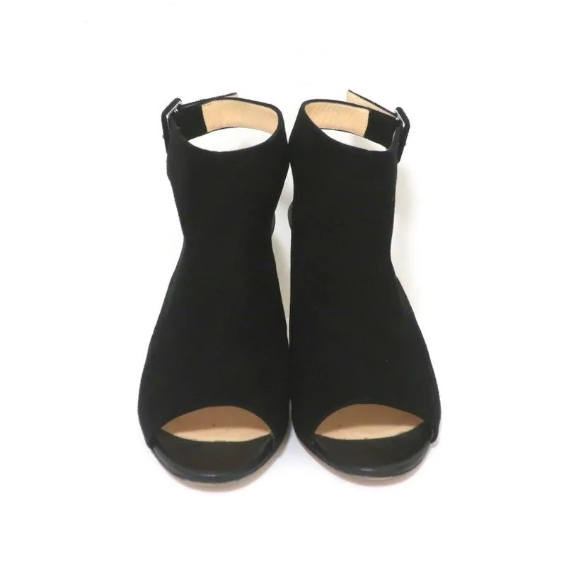 Barneys New York Co-Op Slingback Stiefeletten Schwarz Wildleder Größe 38 Offene Zehen Absatz