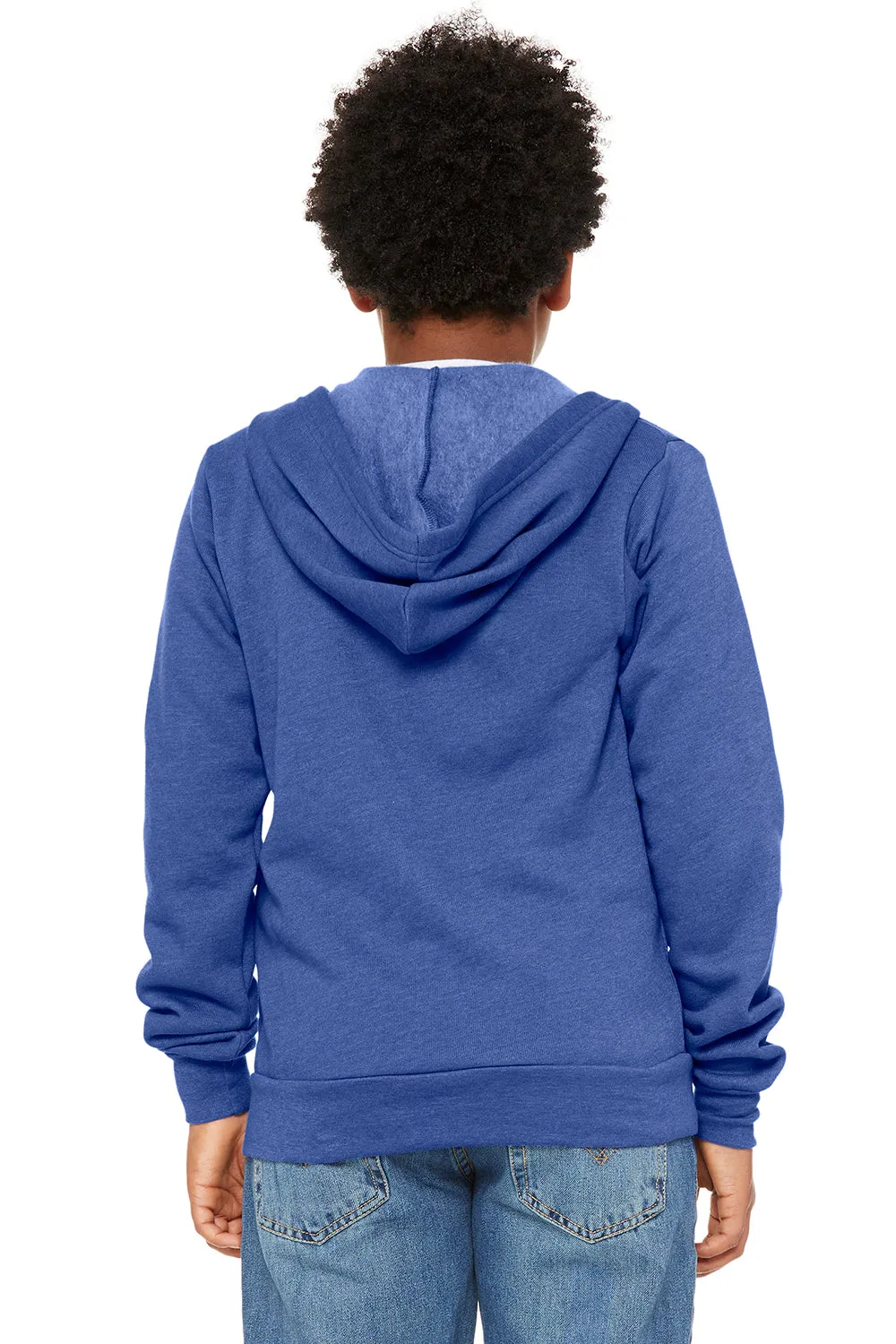 Bella   Canvas Jugend Sponge Fleece Kapuzenpullover mit Reißverschluss und Taschen - Heather Echt Königsblau