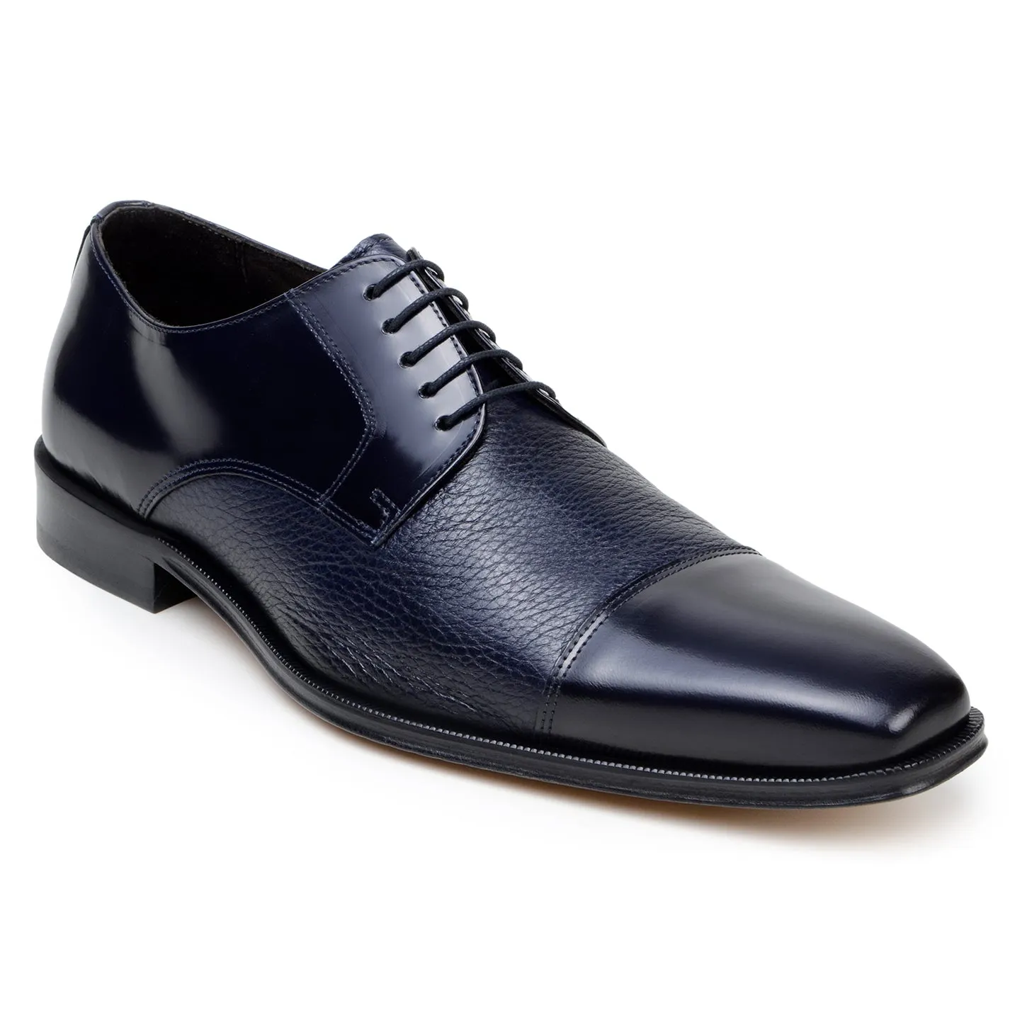 Belvedere Exotische Leder Schuhe Belvedere Alexander in Marineblau Premium Italienisches Hirschleder Oxfords