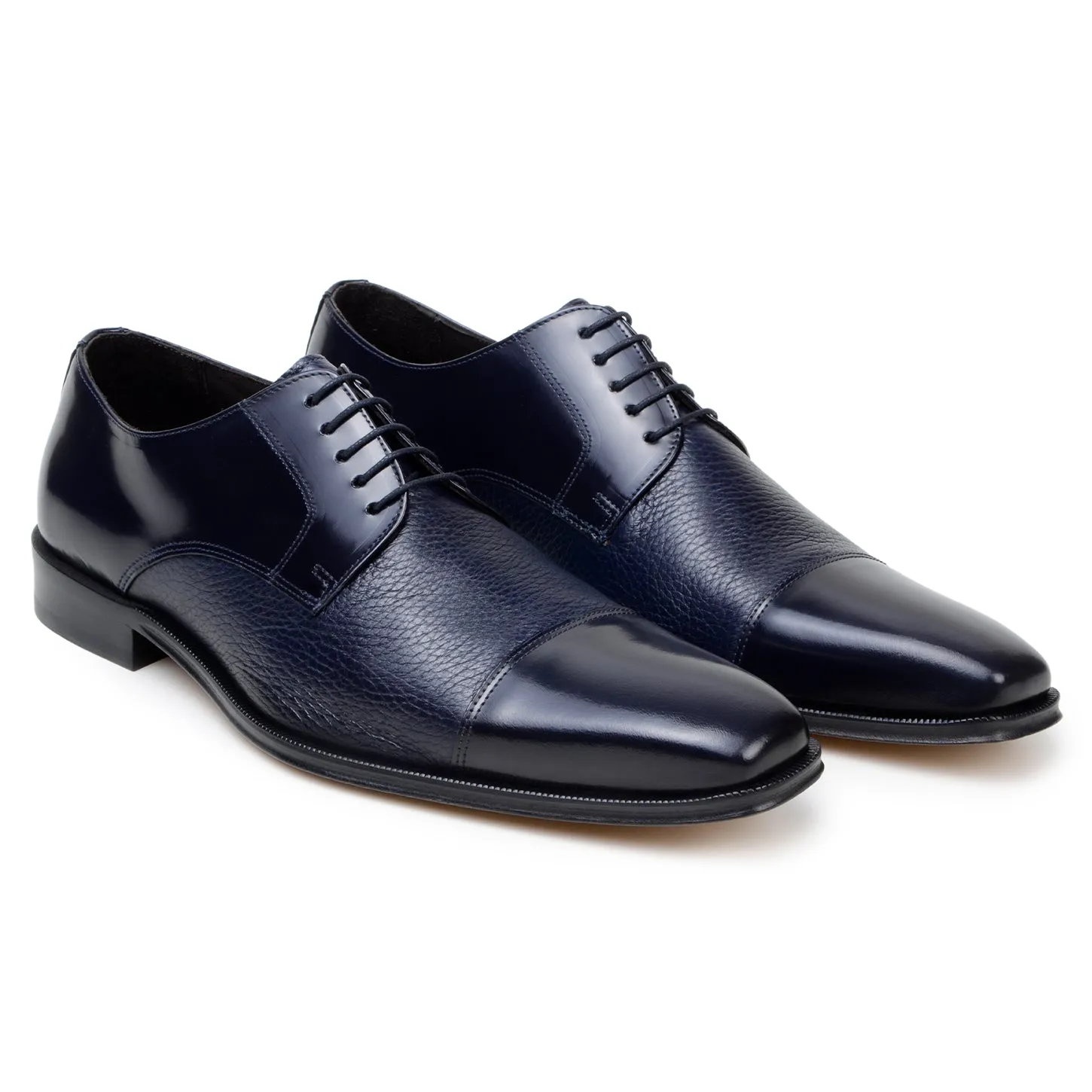 Belvedere Exotische Leder Schuhe Belvedere Alexander in Marineblau Premium Italienisches Hirschleder Oxfords