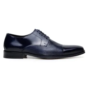 Belvedere Exotische Leder Schuhe Belvedere Alexander in Marineblau Premium Italienisches Hirschleder Oxfords