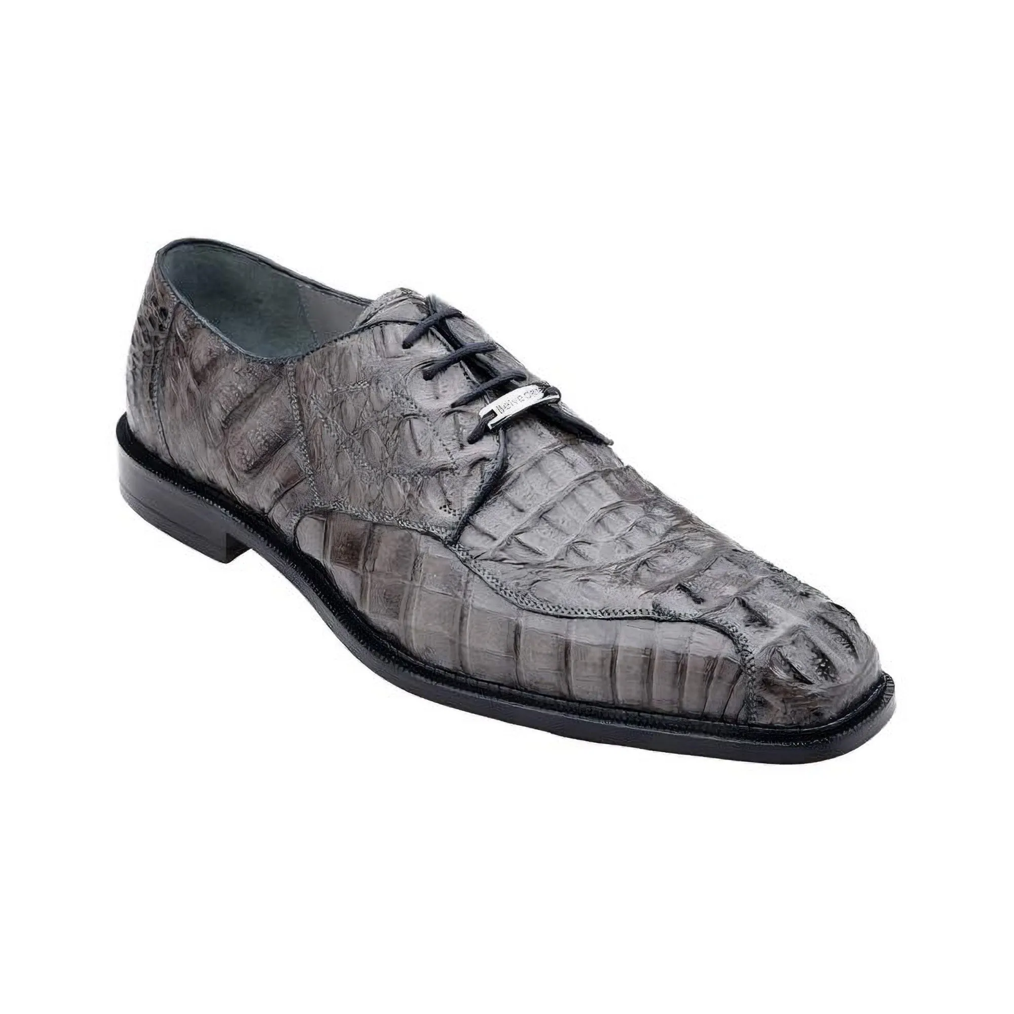 Belvedere Exotische Leder Schuhe Belvedere Chapo in Grauen Kaiman-Alligator Oxfords
