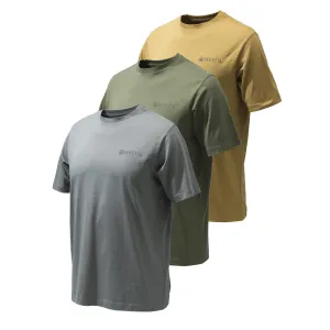Beretta Set aus 3 Firmen-T-Shirts in den Farben Coyote / Smoked Pearl / Grün