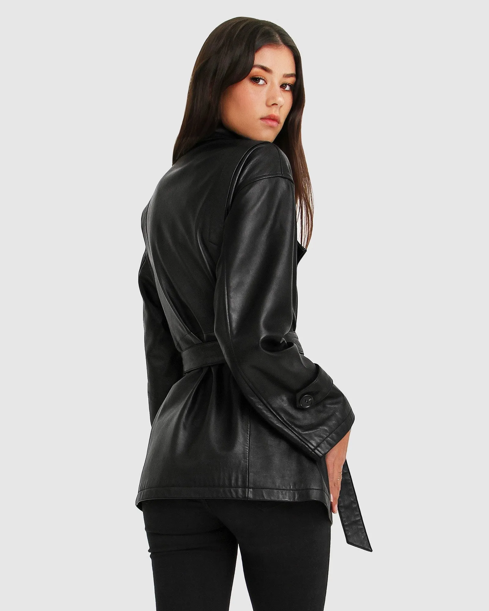 BFF Gürtel-Lederjacke - Schwarz
