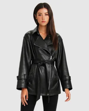 BFF Gürtel-Lederjacke - Schwarz