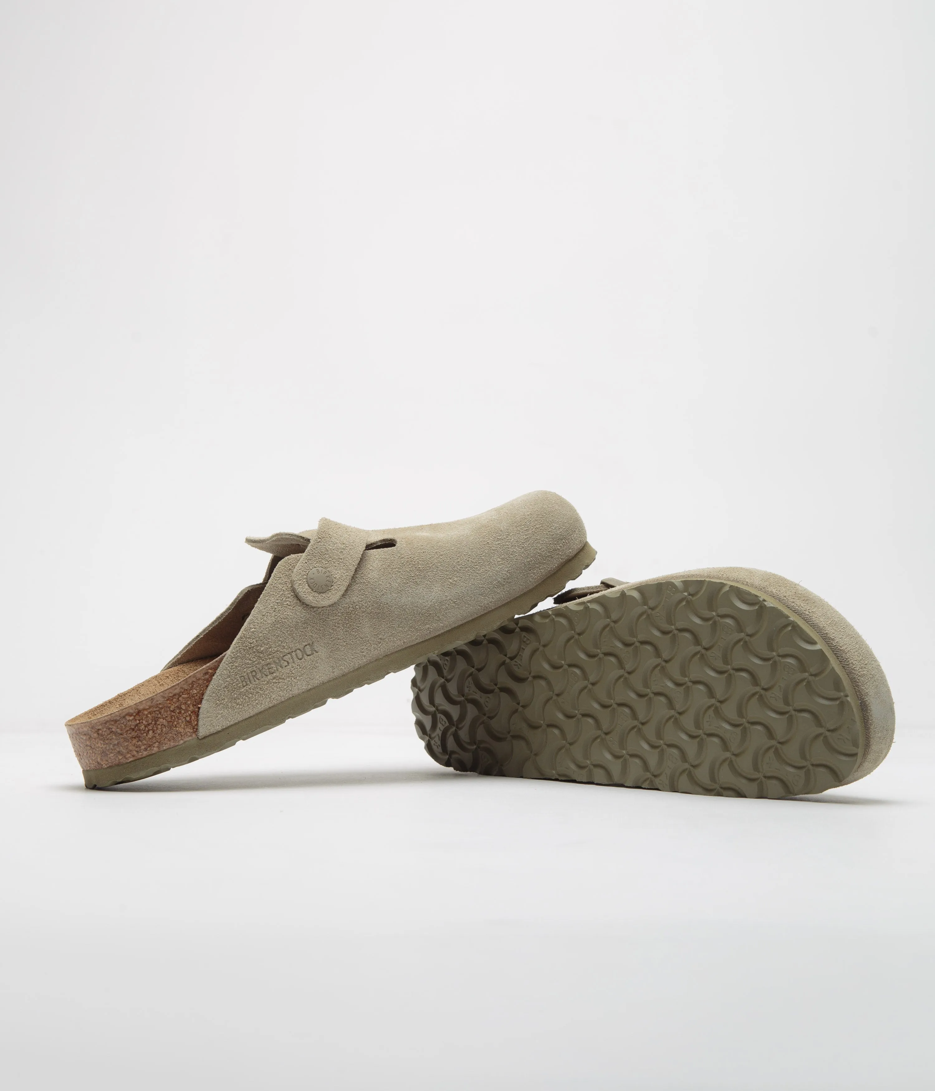 Birkenstock Boston Sandalen in schmaler Passform - Gebrauchte Khaki Birkenstock Schuhe