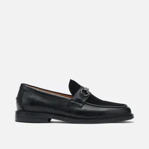 Boardwalk Schwarze Kiesel Leder Pferdegebiss-Loafer