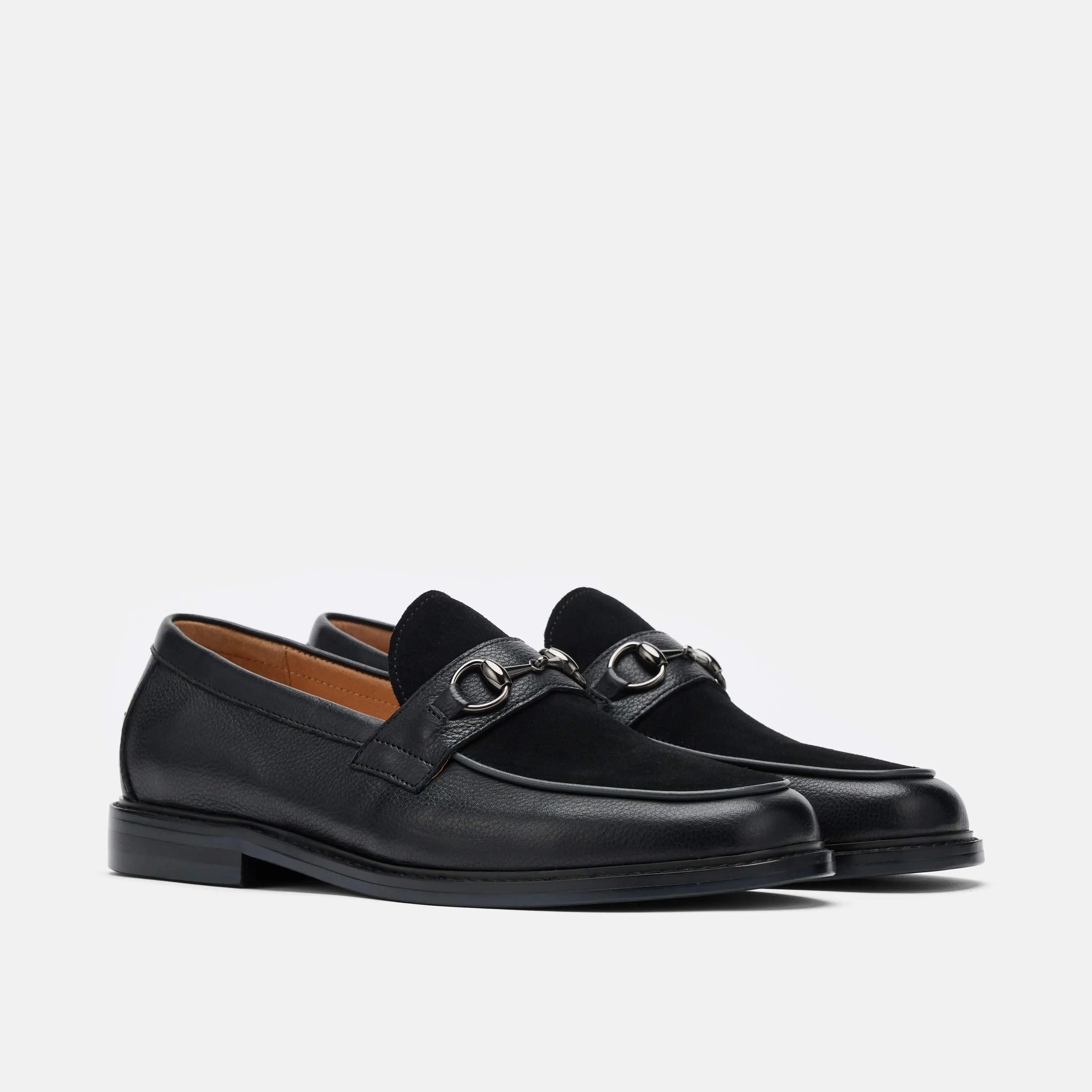 Boardwalk Schwarze Kiesel Leder Pferdegebiss-Loafer