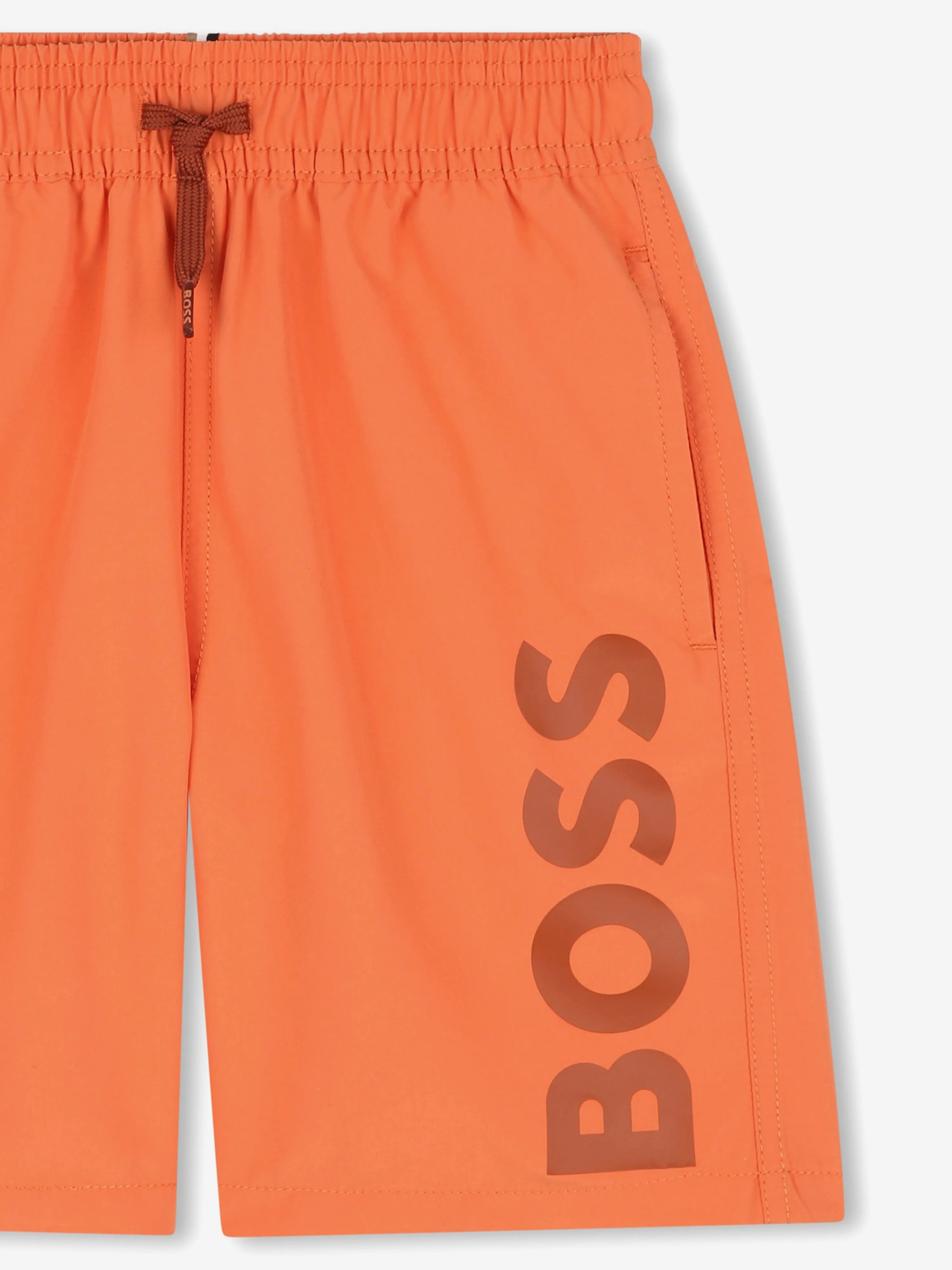 BOSS Boys Logo Print Badeshorts in Orange