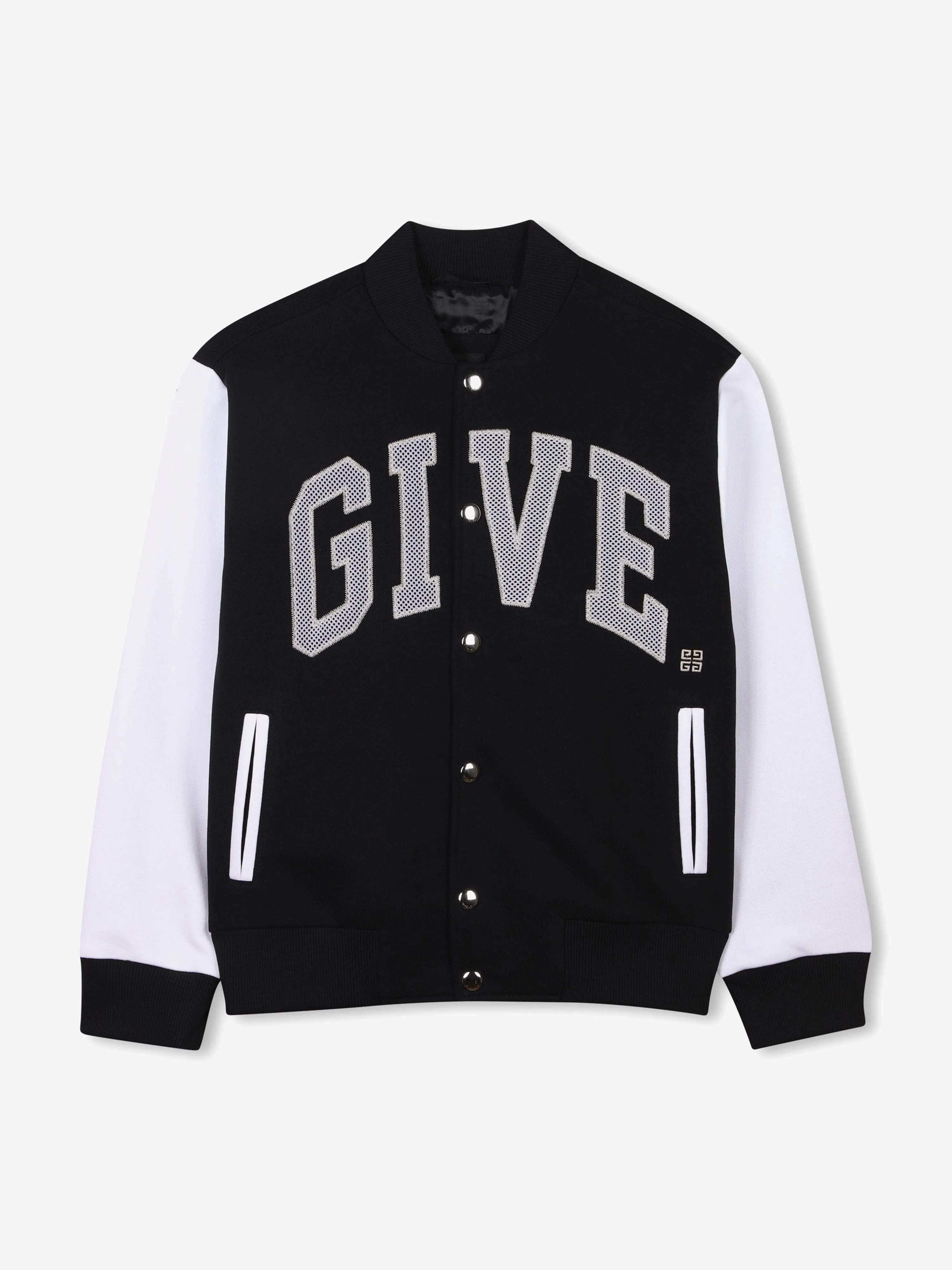 Jungen Fleece Varsity Bomberjacke in Schwarz