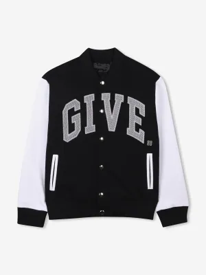 Jungen Fleece Varsity Bomberjacke in Schwarz