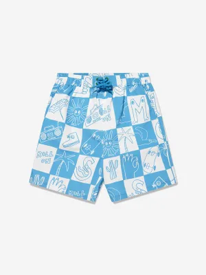 Badehorts für Jungen mit Logo in Blau