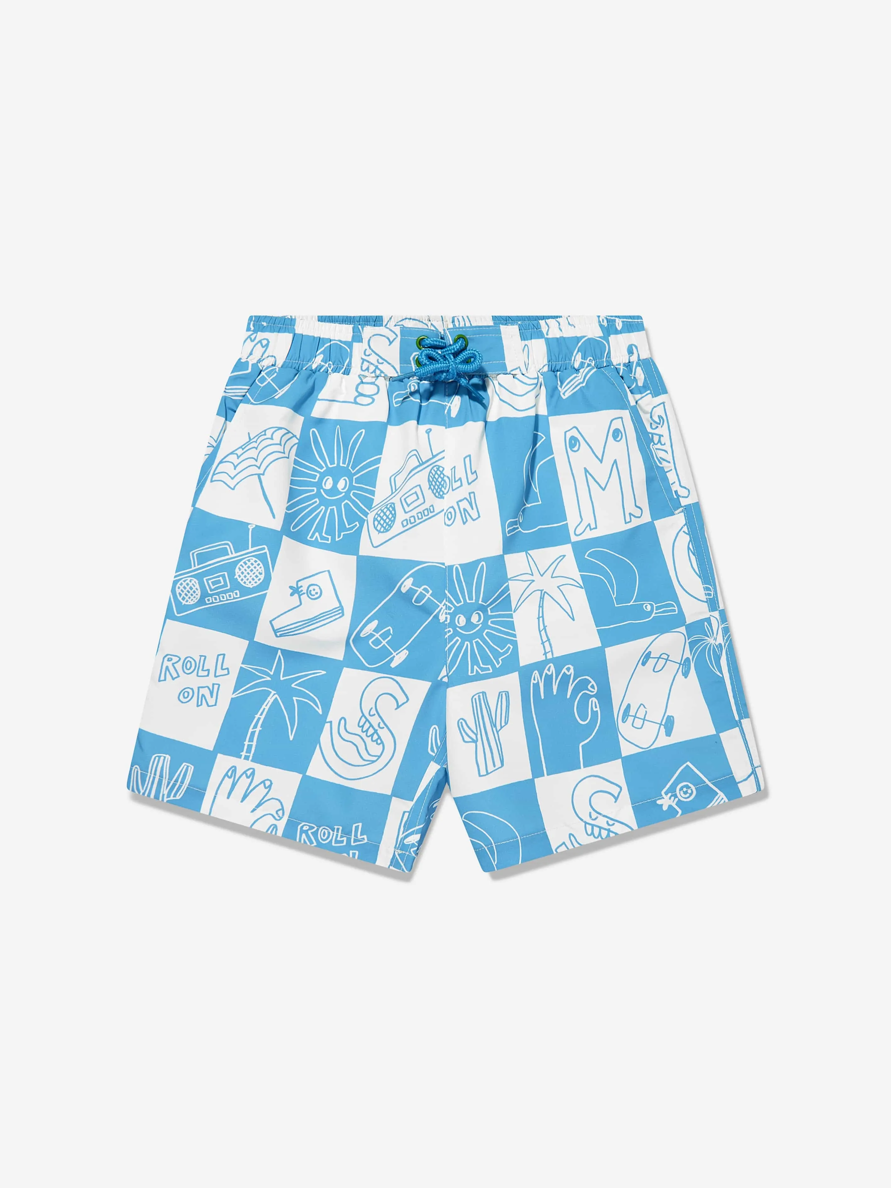 Badehorts für Jungen mit Logo in Blau