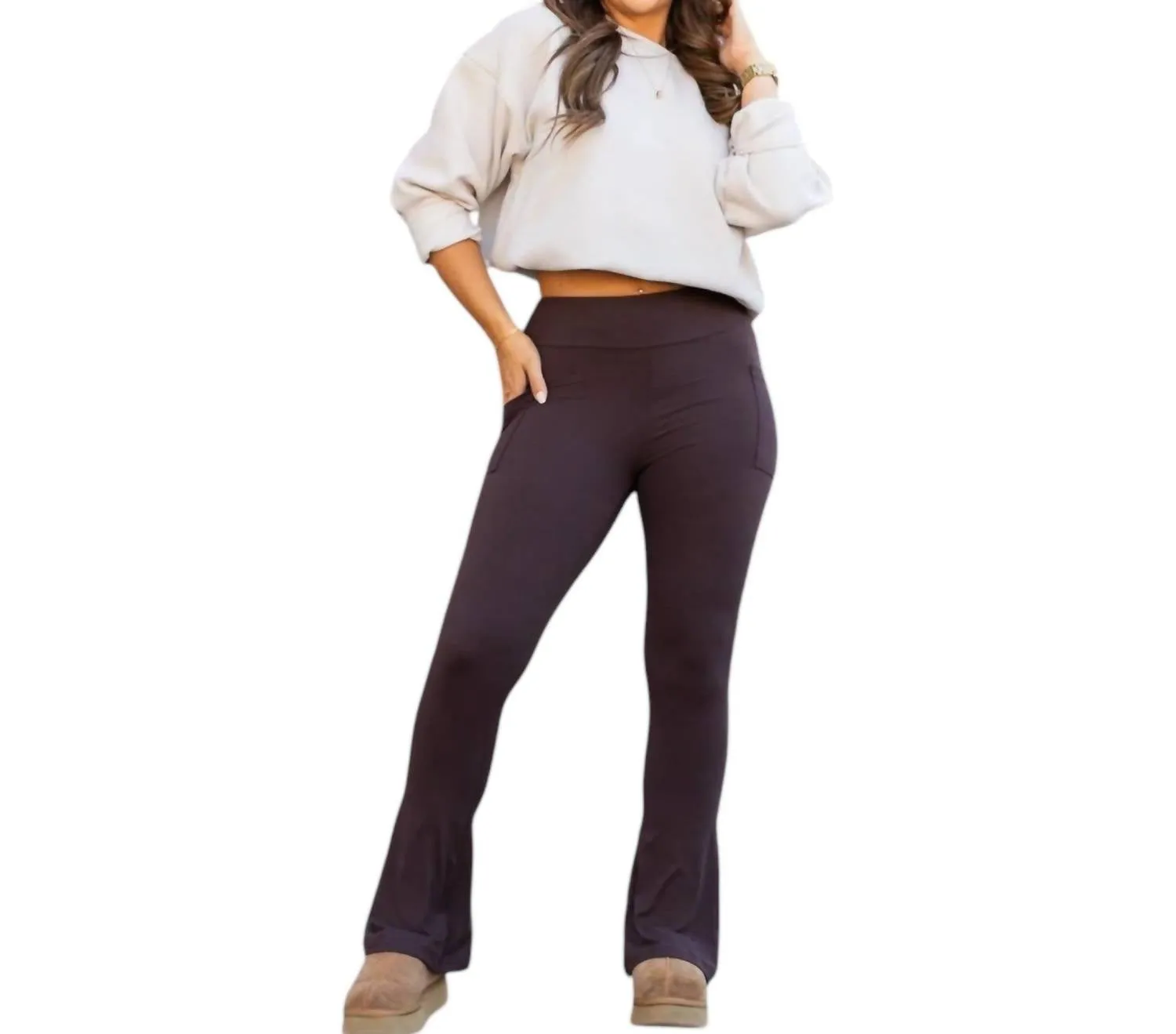 Brandy Flare Leggings Mit Taschen In Braun