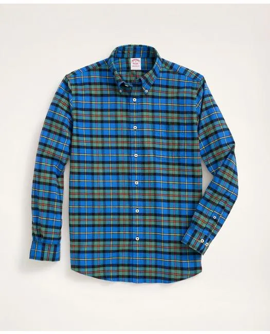 Brooks Brothers Herren Madison Relaxed-Fit Portugiesisches Flanellhemd Blau/Grün Brooks Brothers