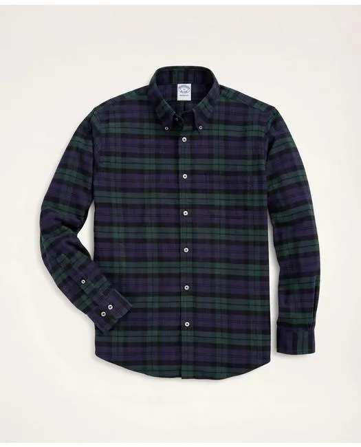 Brooks Brothers Herren Regent Regular-Fit Portugiesisches Flanellhemd Marineblau/Grün Brooks Brothers