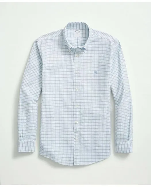 Brooks Brothers Herren Hemd mit Knopfleiste, Bügelfrei, Stretch, Oxford, Aqua Brooks Brothers