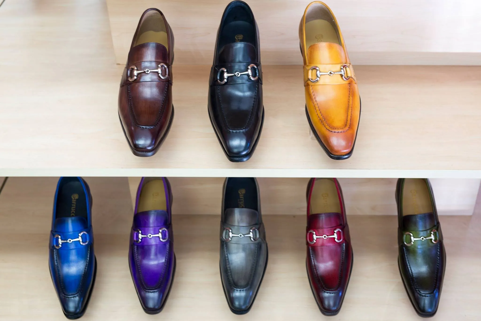 Blauer Glattleder-Slip-On-Loafer