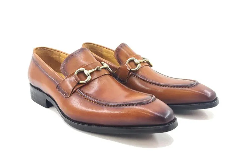 Glattes Kalbsleder-Schlüpfer Cognac