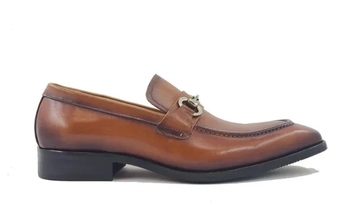 Glattes Kalbsleder-Schlüpfer Cognac