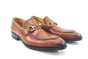 Glattes Kalbsleder-Schlüpfer Cognac