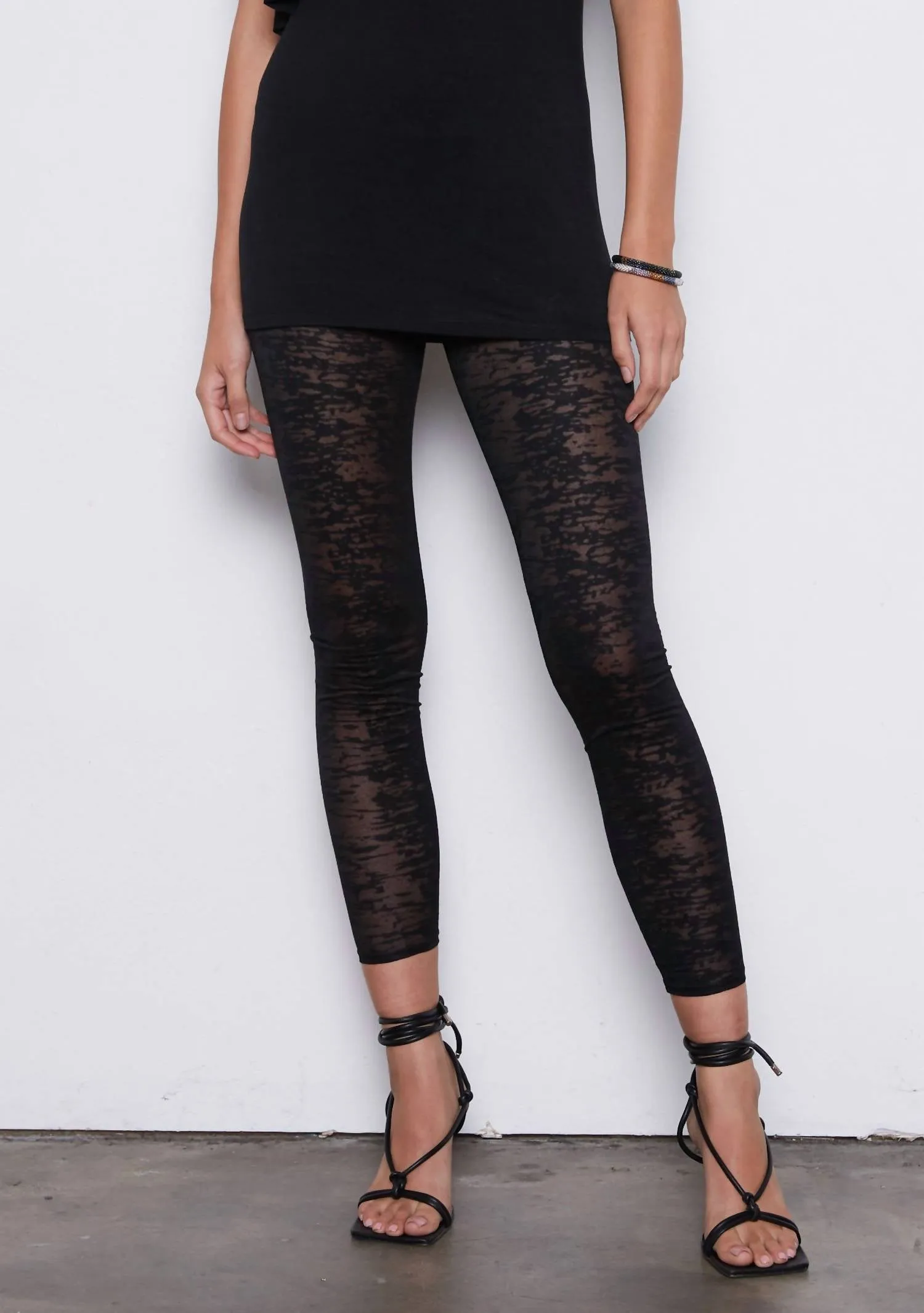 Ausgebrannte Leggings in Schwarz und Grau Ausgebrannt