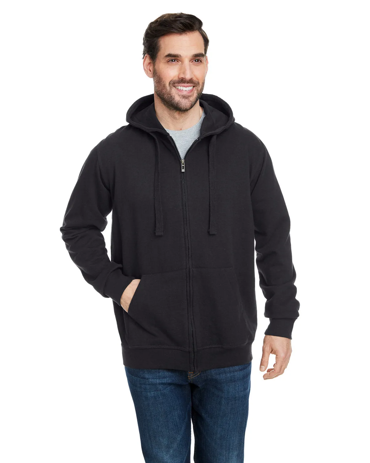 Burnside B8615 Herren French Terry Kapuzenpullover mit Reißverschluss