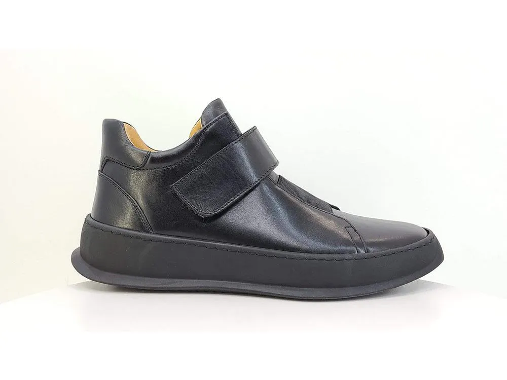 Kalbsleder High-Top-Sneaker Schwarz