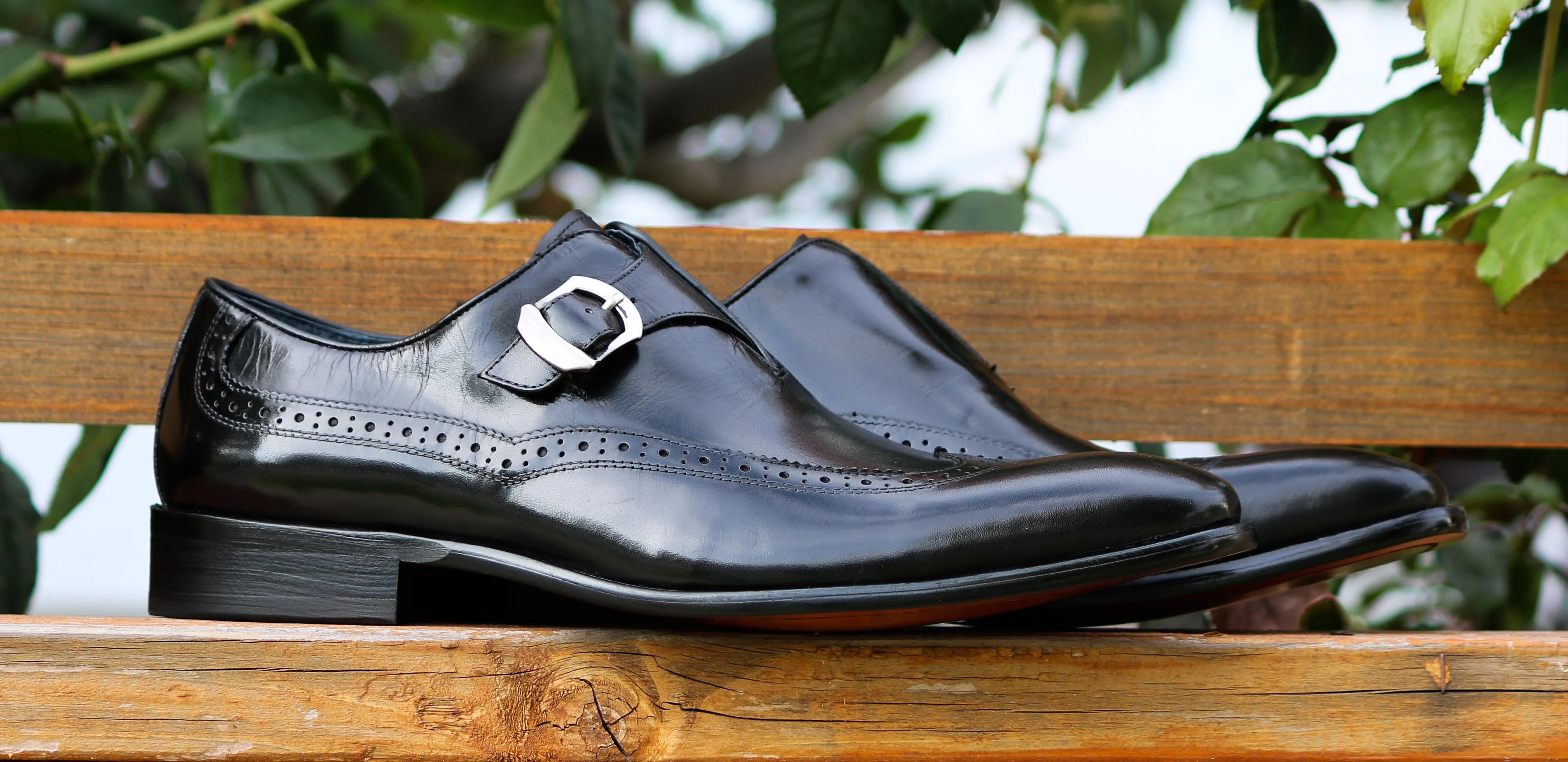 Schwarzer Monkstrap-Schuh aus Kalbsleder