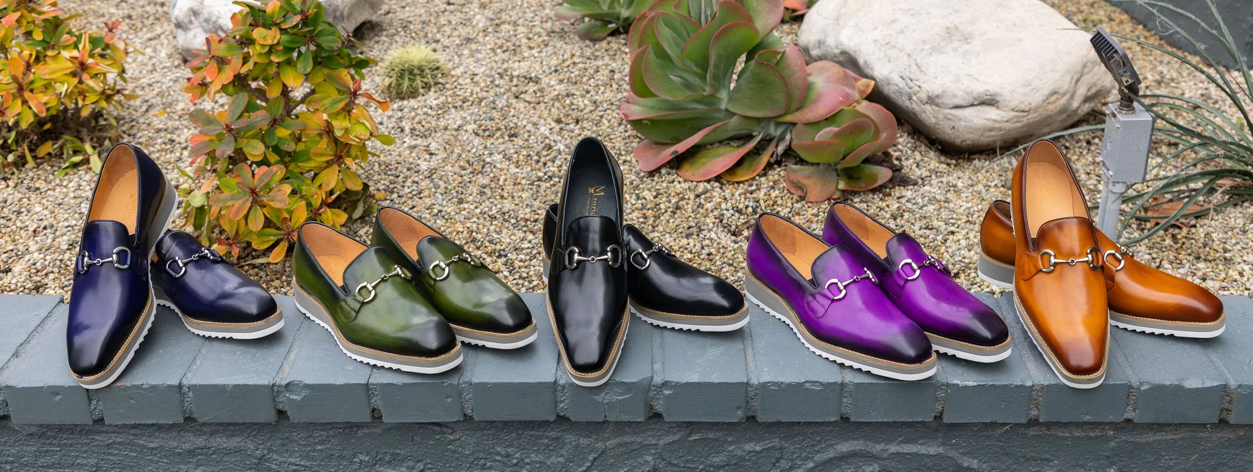 Leder-Slip-On mit Horsebit-Detail in Lila